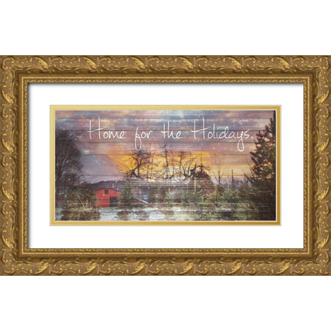 Home for the Holidays Gold Ornate Wood Framed Art Print with Double Matting by Poynter, Kelly