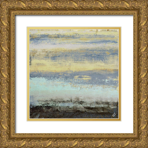 Origins Blue II Gold Ornate Wood Framed Art Print with Double Matting by Marcon, Michael