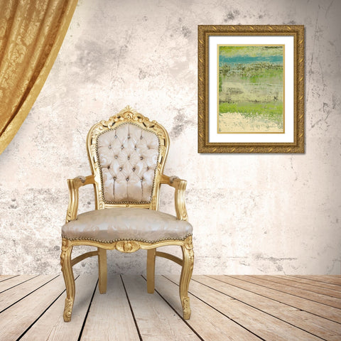 Organic Green I Gold Ornate Wood Framed Art Print with Double Matting by Marcon, Michael