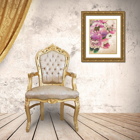 Beautiful Bouquet of Peonies in Pink I Gold Ornate Wood Framed Art Print with Double Matting by Pinto, Patricia