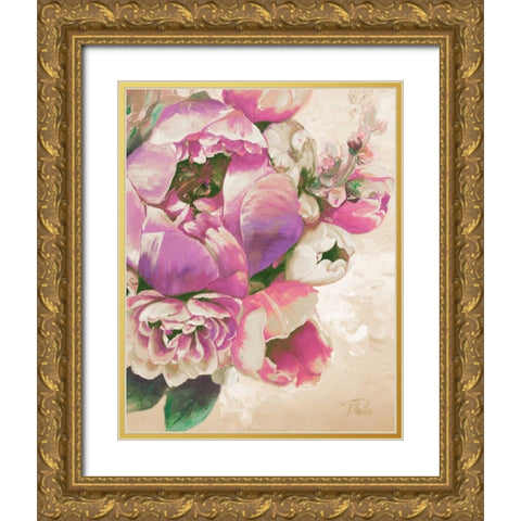 Beautiful Bouquet of Peonies in Pink I Gold Ornate Wood Framed Art Print with Double Matting by Pinto, Patricia