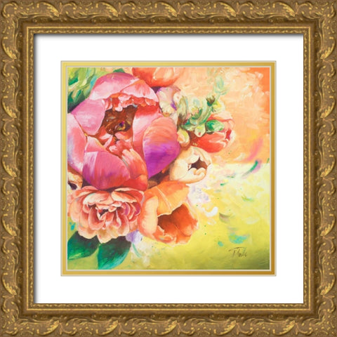 Beautiful Bouquet of Peonies I Gold Ornate Wood Framed Art Print with Double Matting by Pinto, Patricia
