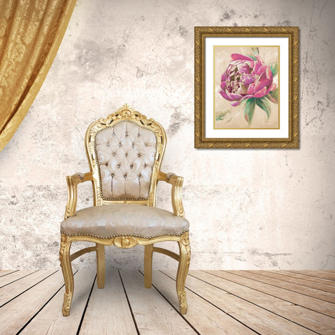 Beautiful Bouquet of Peonies in Pink II Gold Ornate Wood Framed Art Print with Double Matting by Pinto, Patricia