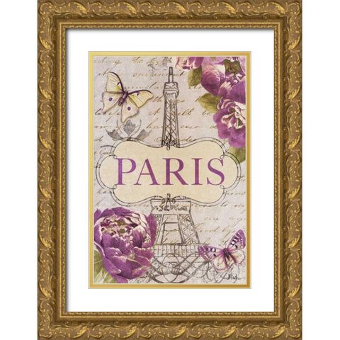 Beautiful Peonies in Paris Gold Ornate Wood Framed Art Print with Double Matting by Pinto, Patricia