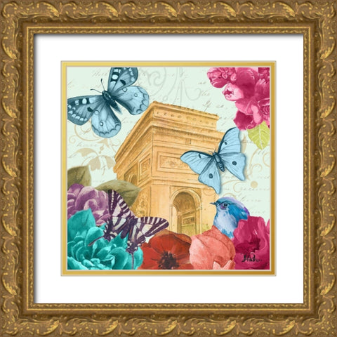 Belles Fleurs Ã  Paris II Gold Ornate Wood Framed Art Print with Double Matting by Pinto, Patricia