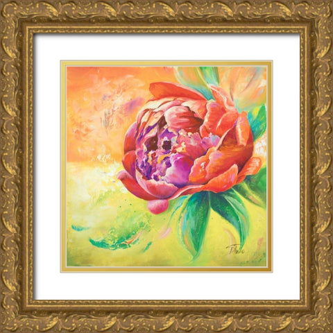 Beautiful Bouquet of Peonies II Gold Ornate Wood Framed Art Print with Double Matting by Pinto, Patricia