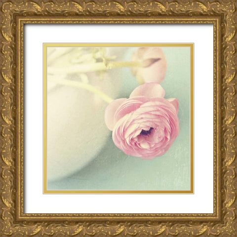 Vintage Pink Peony I Gold Ornate Wood Framed Art Print with Double Matting by Gardner, Sarah