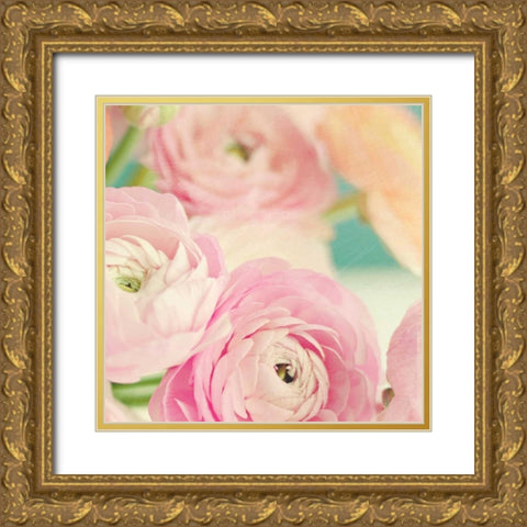 Blushing Blossoms Square I Gold Ornate Wood Framed Art Print with Double Matting by Gardner, Sarah