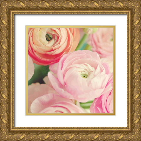 Blushing Blossoms Square II Gold Ornate Wood Framed Art Print with Double Matting by Gardner, Sarah
