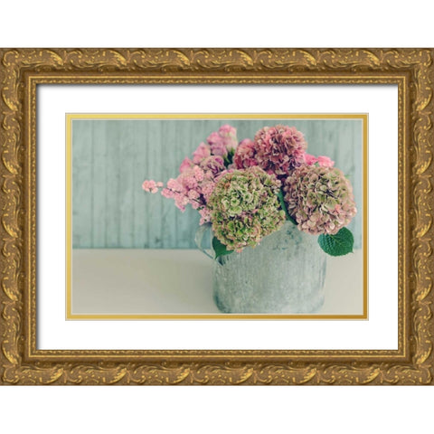 Blossoming Water Can Gold Ornate Wood Framed Art Print with Double Matting by Gardner, Sarah