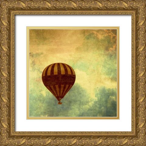 Air Balloon Ride Gold Ornate Wood Framed Art Print with Double Matting by Peck, Gail