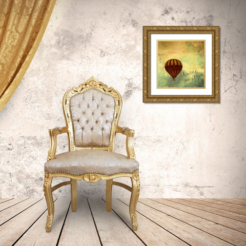 Adventure Awaits Gold Ornate Wood Framed Art Print with Double Matting by Peck, Gail