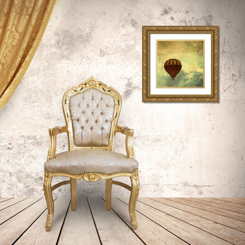 Adventure Awaits Border Gold Ornate Wood Framed Art Print with Double Matting by Peck, Gail