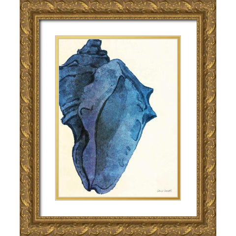 Blue Shell II Gold Ornate Wood Framed Art Print with Double Matting by Loreth, Lanie