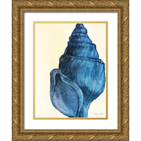 Blue Shell IV Gold Ornate Wood Framed Art Print with Double Matting by Loreth, Lanie