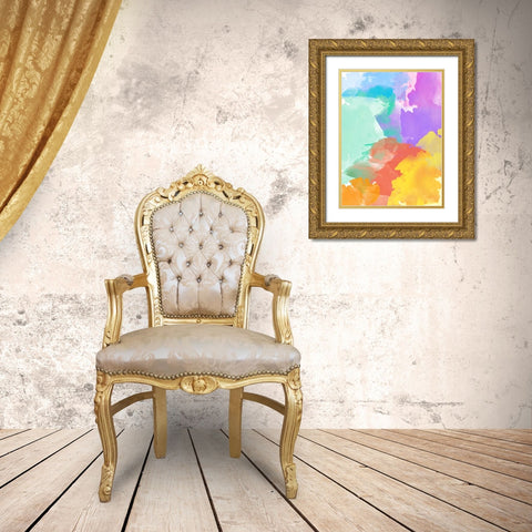 Watercolor Mess I Gold Ornate Wood Framed Art Print with Double Matting by SD Graphics Studio