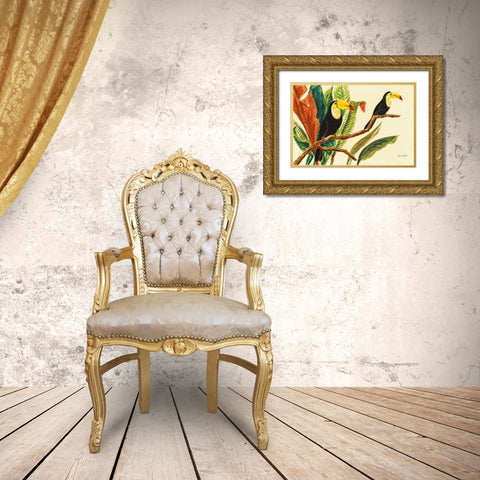 Tropical Toucans II Gold Ornate Wood Framed Art Print with Double Matting by Baliko, Linda