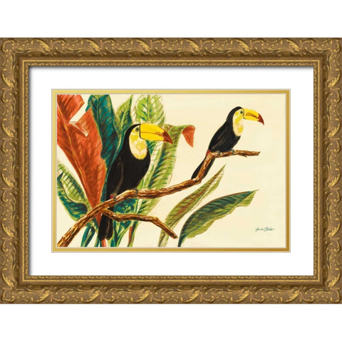 Tropical Toucans II Gold Ornate Wood Framed Art Print with Double Matting by Baliko, Linda