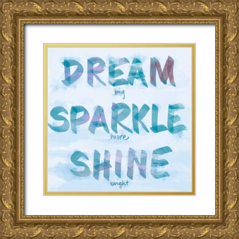 Dream, Sparkle, Shine Gold Ornate Wood Framed Art Print with Double Matting by SD Graphics Studio