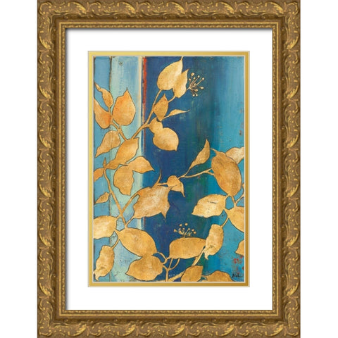 Golden Blue Gold Ornate Wood Framed Art Print with Double Matting by Pinto, Patricia