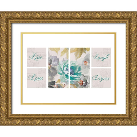 Floral Inspiration Collaboration Gold Ornate Wood Framed Art Print with Double Matting by Loreth, Lanie