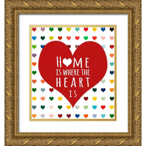 Home is Where Gold Ornate Wood Framed Art Print with Double Matting by Lake, Shelley