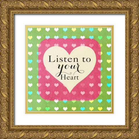 Heart Phrases II Gold Ornate Wood Framed Art Print with Double Matting by Lake, Shelley