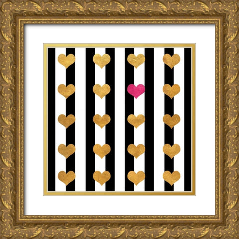 Single Pink Heart Gold Ornate Wood Framed Art Print with Double Matting by Lake, Shelley