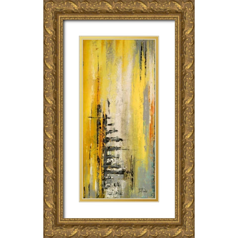 The Yellow and Silver Ones I Gold Ornate Wood Framed Art Print with Double Matting by Pinto, Patricia