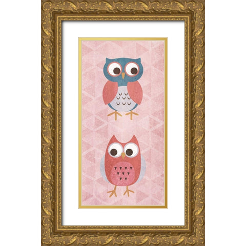 Owl See Gold Ornate Wood Framed Art Print with Double Matting by SD Graphics Studio