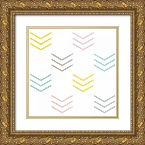 Pastel Pattern II Gold Ornate Wood Framed Art Print with Double Matting by SD Graphics Studio