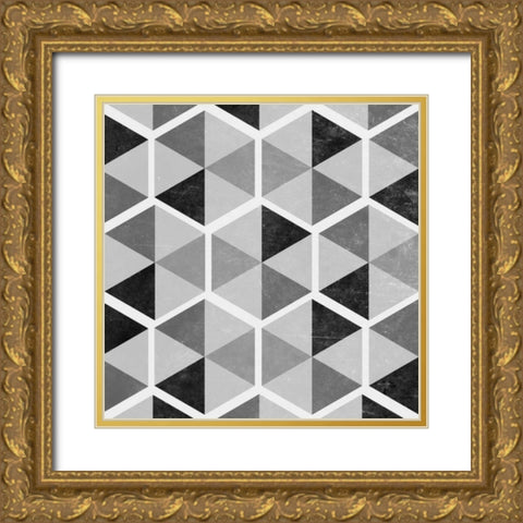 Gray Pattern I Gold Ornate Wood Framed Art Print with Double Matting by Studio, Sd Graphics