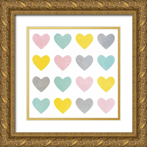 Pastel Pattern I Gold Ornate Wood Framed Art Print with Double Matting by SD Graphics Studio