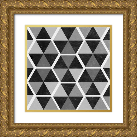Gray Pattern II Gold Ornate Wood Framed Art Print with Double Matting by Studio, Sd Graphics