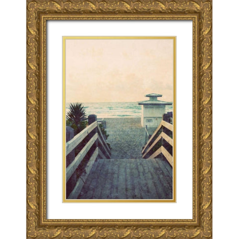 Filtered Beach Photo I Gold Ornate Wood Framed Art Print with Double Matting by Peck, Gail