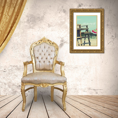 Take the Day Off Gold Ornate Wood Framed Art Print with Double Matting by Peck, Gail