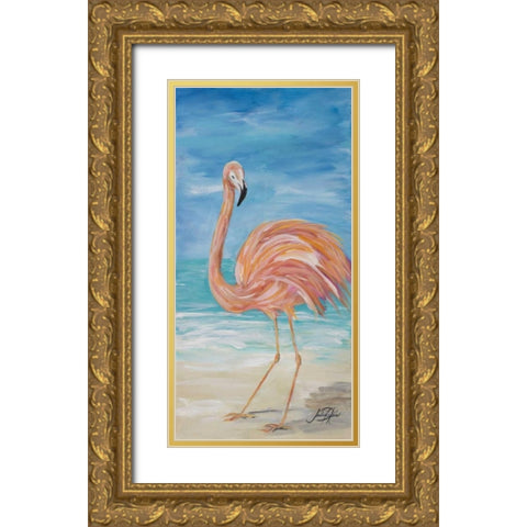 Flamingo II Gold Ornate Wood Framed Art Print with Double Matting by DeRice, Julie
