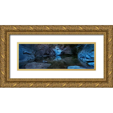 Reflecting Pool Gold Ornate Wood Framed Art Print with Double Matting by Lake, Shelley