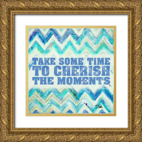 Blue Zig Zag Gold Ornate Wood Framed Art Print with Double Matting by Pinto, Patricia