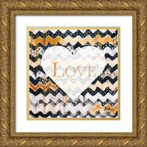 Love and Peace Square I Gold Ornate Wood Framed Art Print with Double Matting by Pinto, Patricia