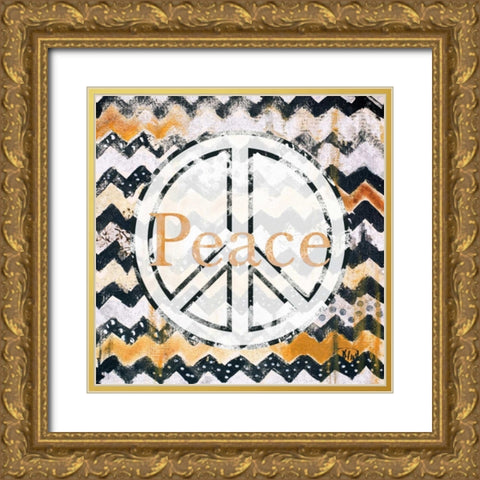 Love and Peace Square II Gold Ornate Wood Framed Art Print with Double Matting by Pinto, Patricia