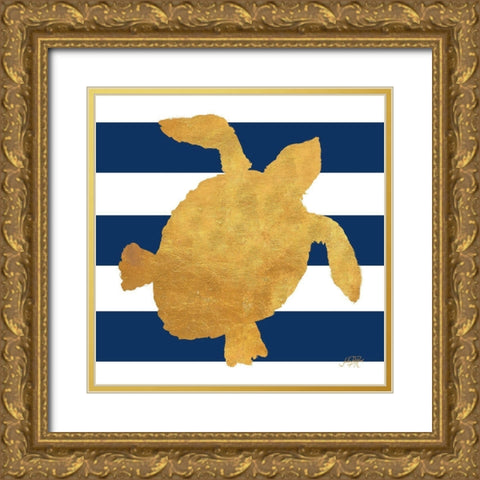 Sea Creatures on Stripes III Gold Ornate Wood Framed Art Print with Double Matting by DeRice, Julie