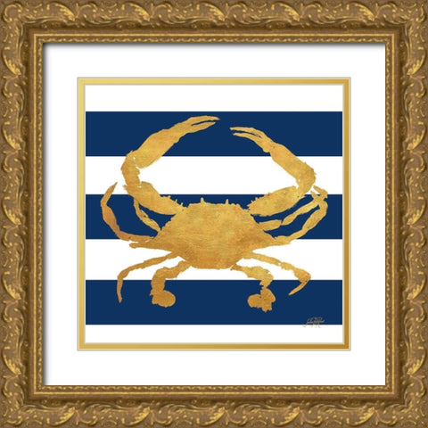 Sea Creatures on Stripes V Gold Ornate Wood Framed Art Print with Double Matting by DeRice, Julie