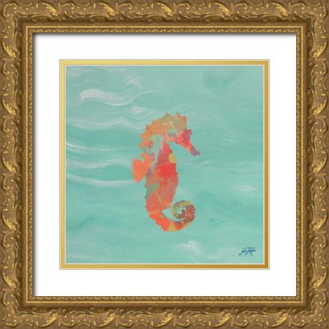 Sea Creatures on Teal III Gold Ornate Wood Framed Art Print with Double Matting by DeRice, Julie