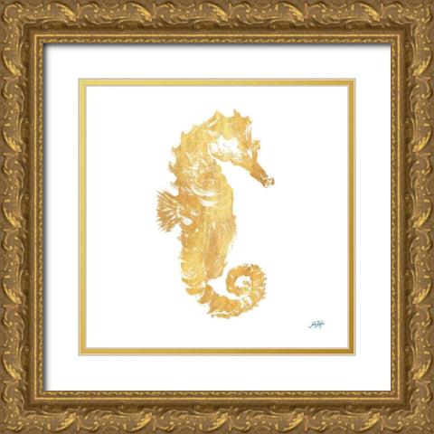 Gold Square Seahorse I Gold Ornate Wood Framed Art Print with Double Matting by DeRice, Julie
