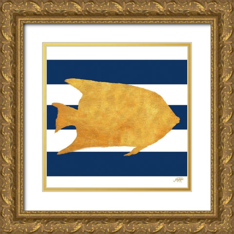 Sea Creatures on Stripes II Gold Ornate Wood Framed Art Print with Double Matting by DeRice, Julie