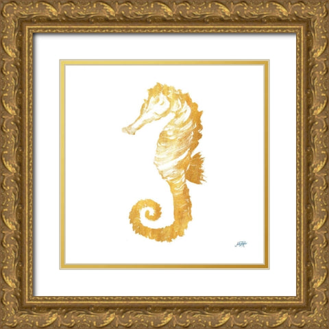 Gold Square Seahorse II Gold Ornate Wood Framed Art Print with Double Matting by DeRice, Julie