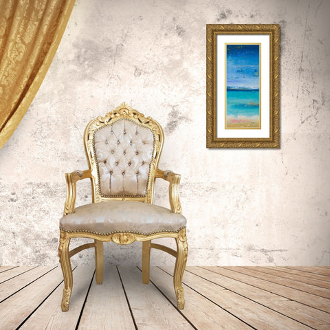 The Sea Panel I Gold Ornate Wood Framed Art Print with Double Matting by Pinto, Patricia