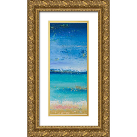 The Sea Panel I Gold Ornate Wood Framed Art Print with Double Matting by Pinto, Patricia