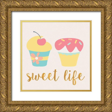 Cupcakes I Gold Ornate Wood Framed Art Print with Double Matting by SD Graphics Studio